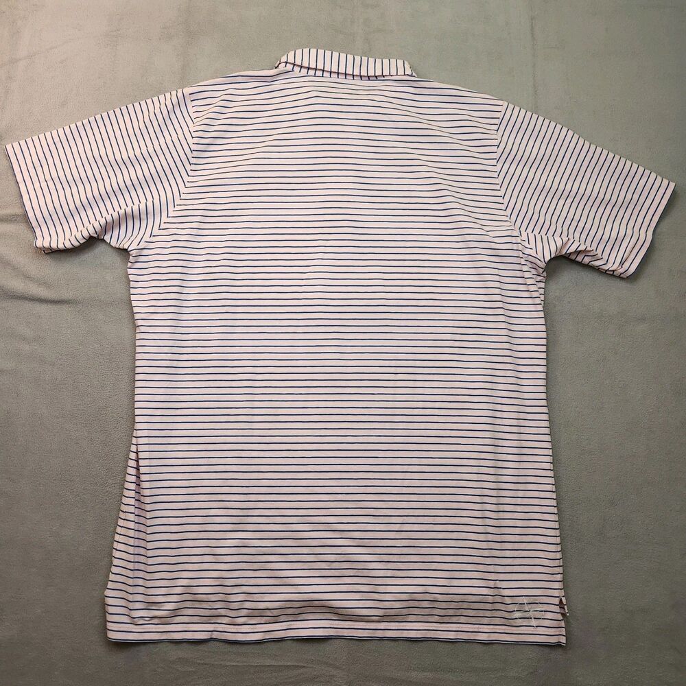 B. Draddy Polo Shirt Men's XL Pink Blue Striped Short Sleeve Golf Pima Cotton - Picture 3 of 5